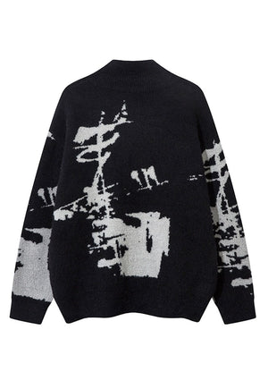 Abstract pattern sweater grunge moth print jumper punk top