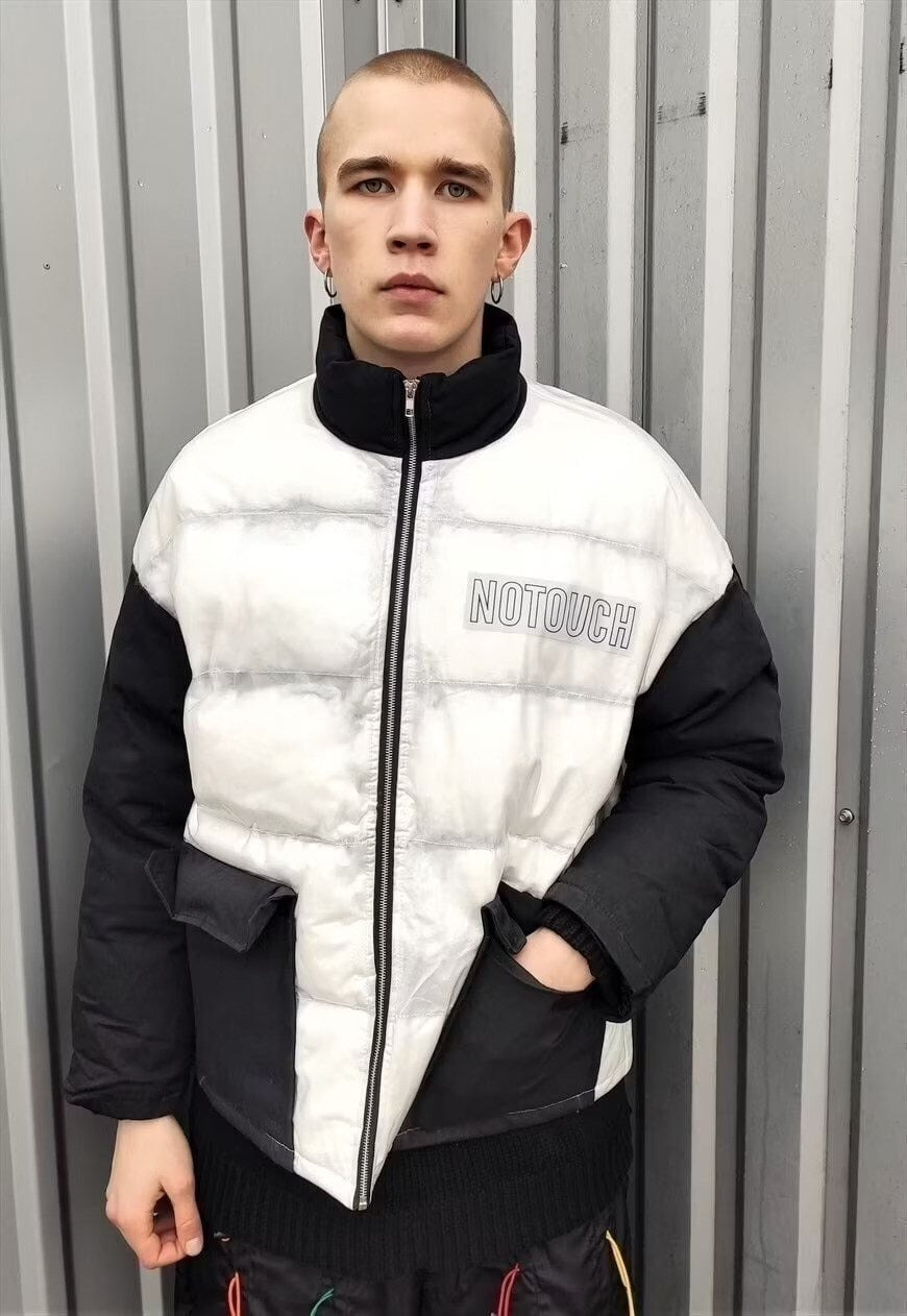 Transparent bomber see-through grunge puffer jacket black