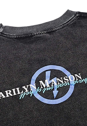 Marilyn Manson t-shirt rocker Gothic tee washed out black