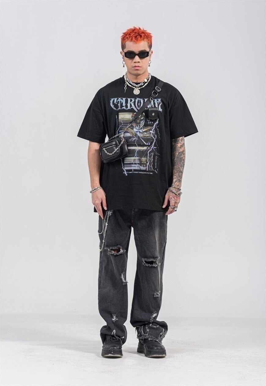 Transformer print t-shirt retro Power rangers tee robot top