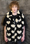 Heart fleece coat handmade 2in1 hood emoji trench jacket