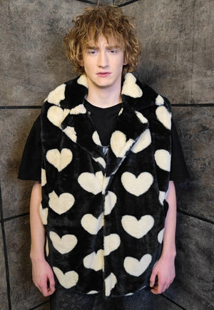 Heart fleece coat handmade 2in1 hood emoji trench jacket