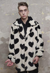 Heart fleece jacket handmade fauxfur heart trench coat cream