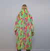 Psychedelic faux fur longline coat shaggy trench bright raver bomber fluffy winter fleece festival jacket neon burning man coat green pink