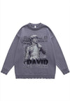 David statue sweater ripped jumper grunge knitted top black