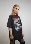 Big mouth t-shirt graffiti tee retro poster top vintage grey