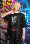 Jigsaw t-shirt old horror movie tee Gothic top in acid black