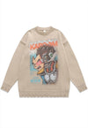 Anime sweater knit distressed jumper Dragon ball top grey