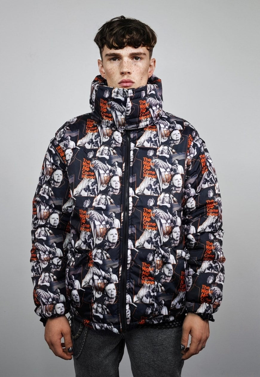 Horror bomber reversible creepy jacket detachable puffer