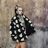 Heart fleece jacket detachable luxury bomber handmade fluffy love emoji puffer premium grunge hooded coat in black