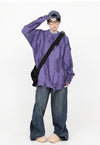 Oil wash cable sweater ripped jumper dirty wash top purple