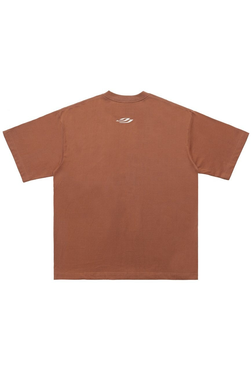 Cyberpunk t-shirt statue print tee retro monster top brown