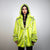 Luminous faux fur coat neon green trench oversize lemon jacket festival overcoat fluorescent peacoat rave bomber psychedelic party fleece