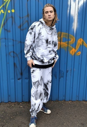 2 piece tie-dye sport set gradient hoodie & shorts combo