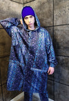 Snake print jacket handmade python windbreaker in blue