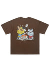 Funny cartoon t-shirt tee muscle tee retro grunge top brown