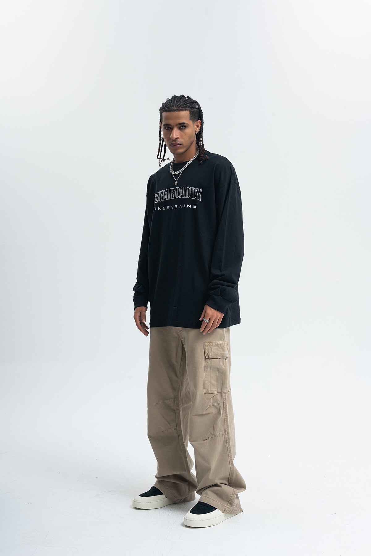 Sugar daddy slogan top long sleeve diamante jumper glitter slogan pullover in white