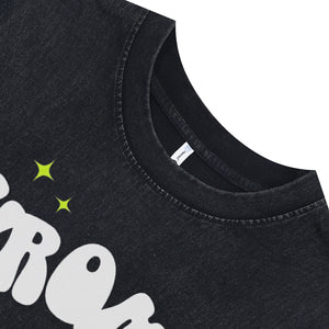 Butterfly print sleeveless t-shirt psychedelic poster surfer vest futuristic tank top in acid wash black