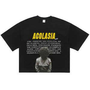 Disorder t-shirt psyhedelic top Acolasia slogan tee in black