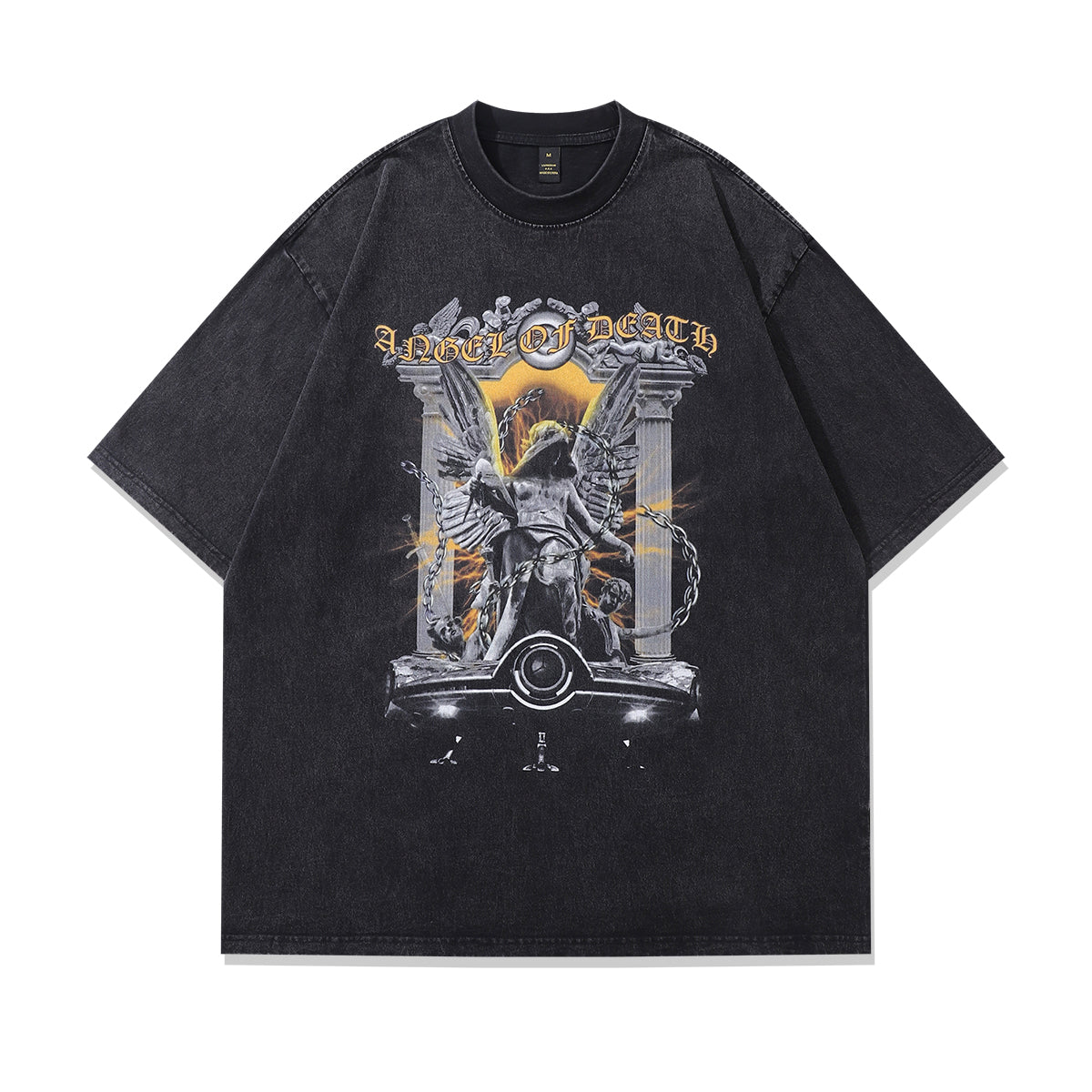 Angel of death t-shirt saint tee creepy psychedelic top in vintage grey