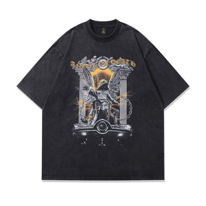 Angel of death t-shirt saint tee creepy psychedelic top in vintage grey