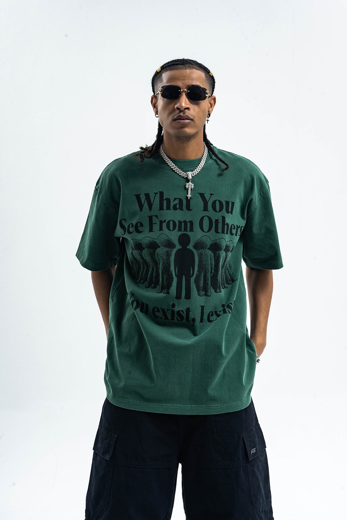 Psychedelic slogan t-shirt retro slogan top human print tee in orange