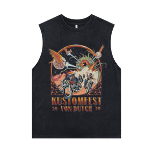 Von Dutch sleeveless t-shirt vintage cartoon vest 80s poster tank top in acid wash black