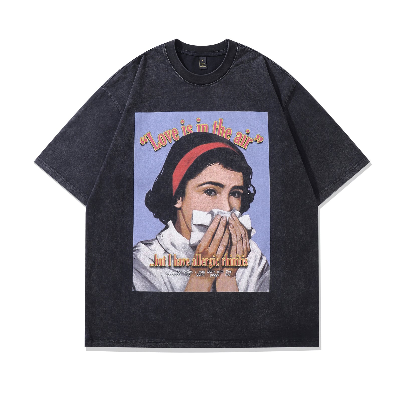 Love t-shirt funny slogan tee retro poster top in vintage grey