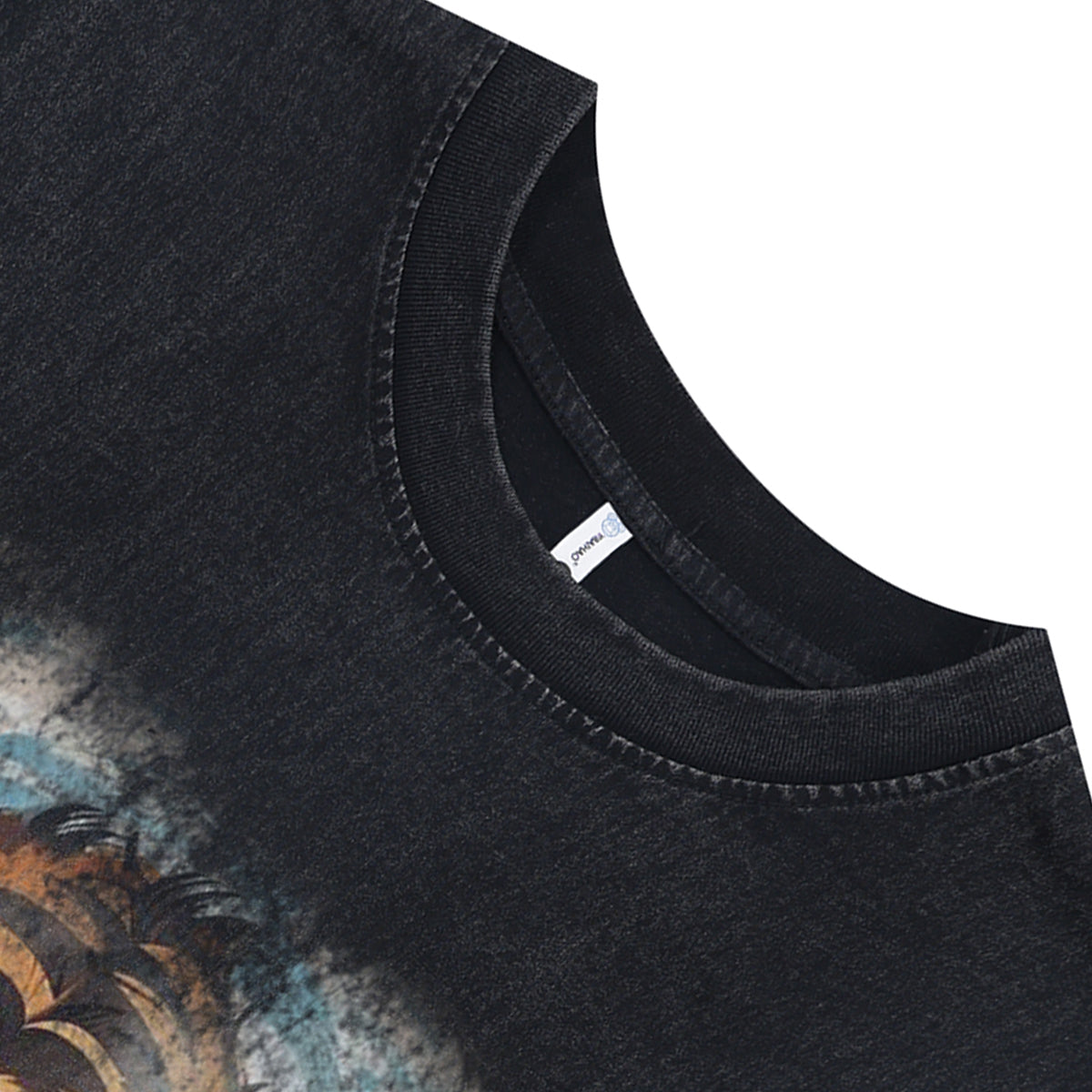 Bengal tiger sleeveless t-shirt animal cartoon surfer vest 90s hip-hop tank top in acid wash black