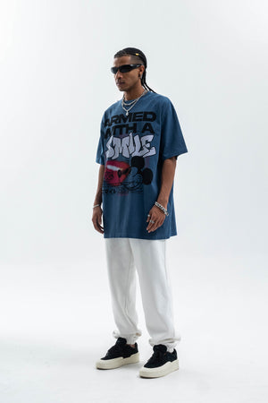 Graffiti t-shirt mouse print top grunge cartoon tee skater jumper in pink