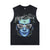 Cyberpunk sleeveless t-shirt psychedelic vest futuristic tank top in acid wash black