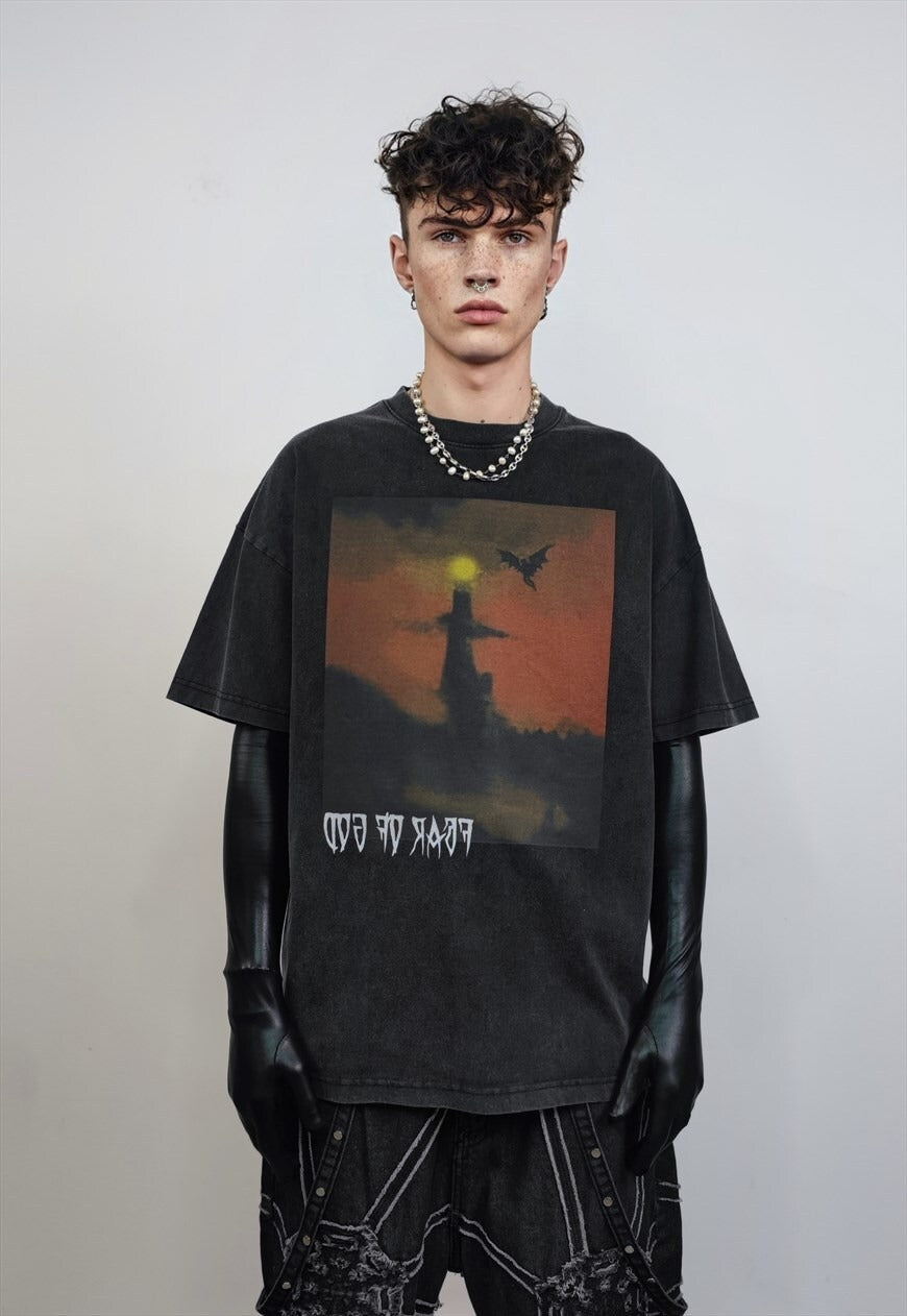 Gothic PRINT vintage wash t-shirt sample sale 3 for 2