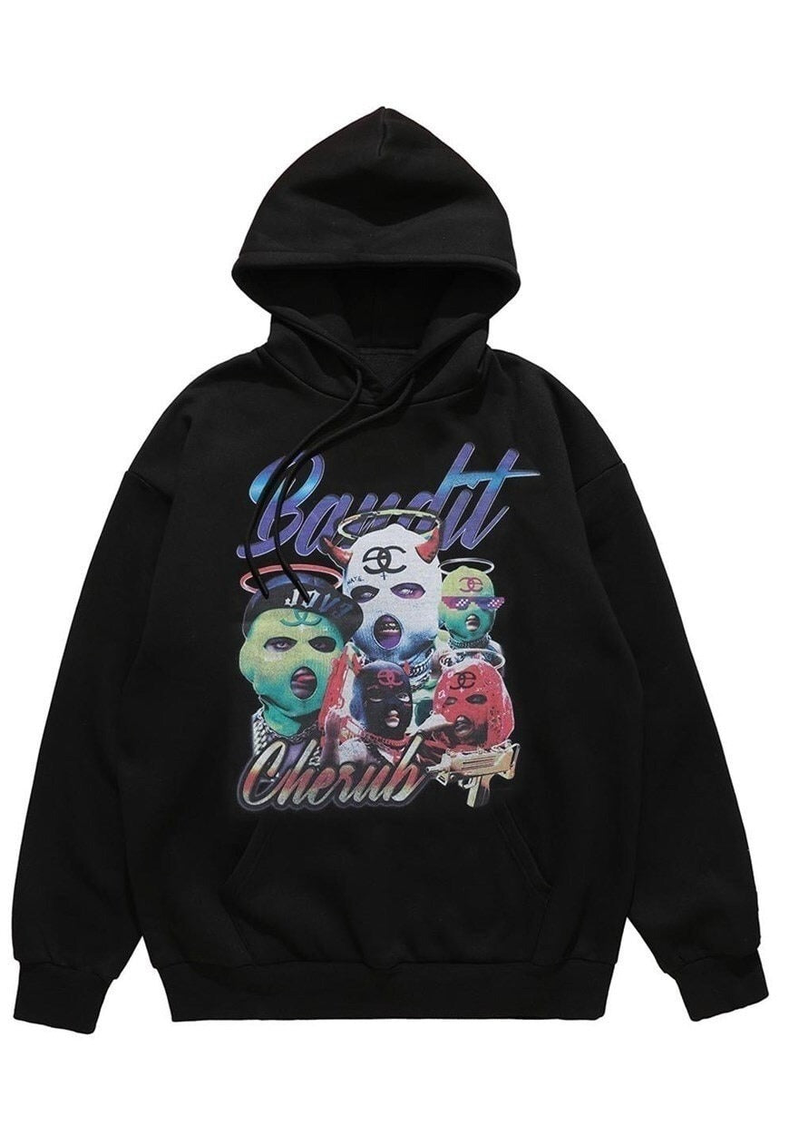 Balaclava hoodie rapper pullover gangster top hip-hop jumper