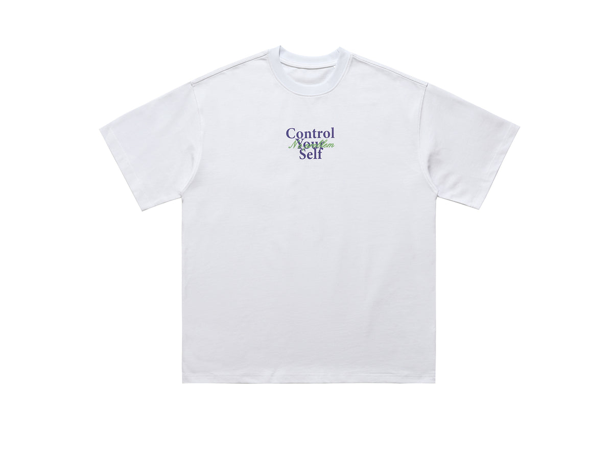 Control slogan t-shirt motivational top 90s tee in white