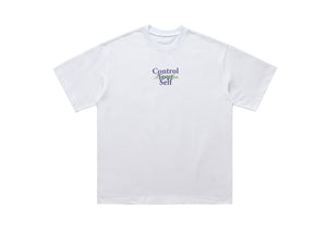 Control slogan t-shirt motivational top 90s tee in white