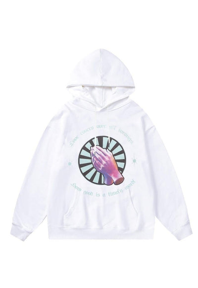 Religion hoodie praying hands pullover raver top God jumper