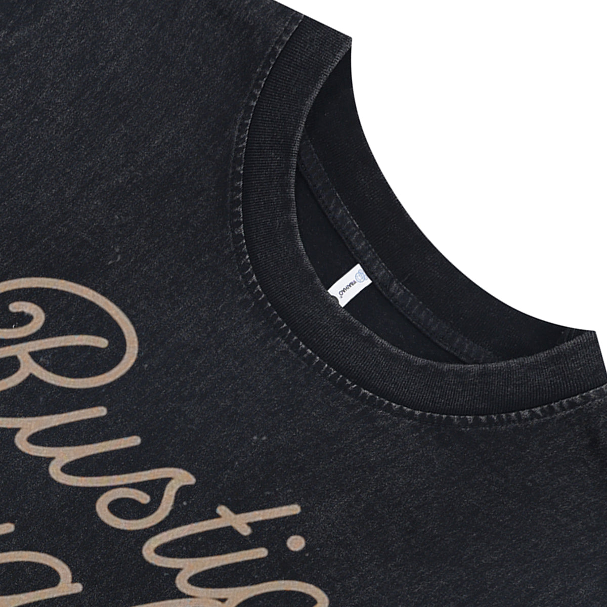 Cowgirl print sleeveless t-shirt wild west surfer vest USA western tank top in acid wash black