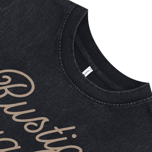 Cowgirl print sleeveless t-shirt wild west surfer vest USA western tank top in acid wash black