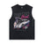 Anime car sleeveless t-shirt motorsports cartoon vest 00s racing poster tank top in acid wash black