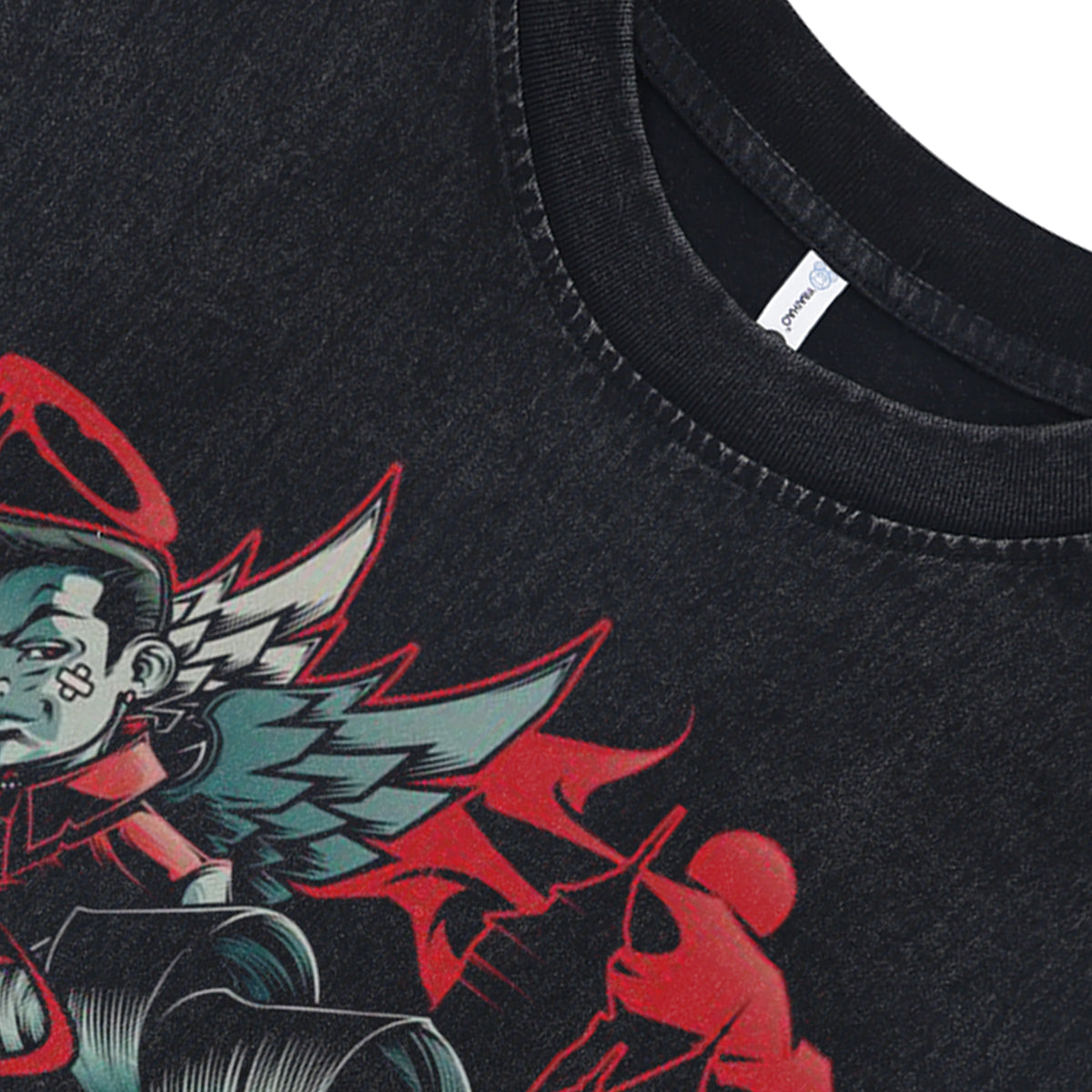 Lion print vintage sleeveless t-shirt gothic anime surfer vest retro cartoon tank top in acid wash black