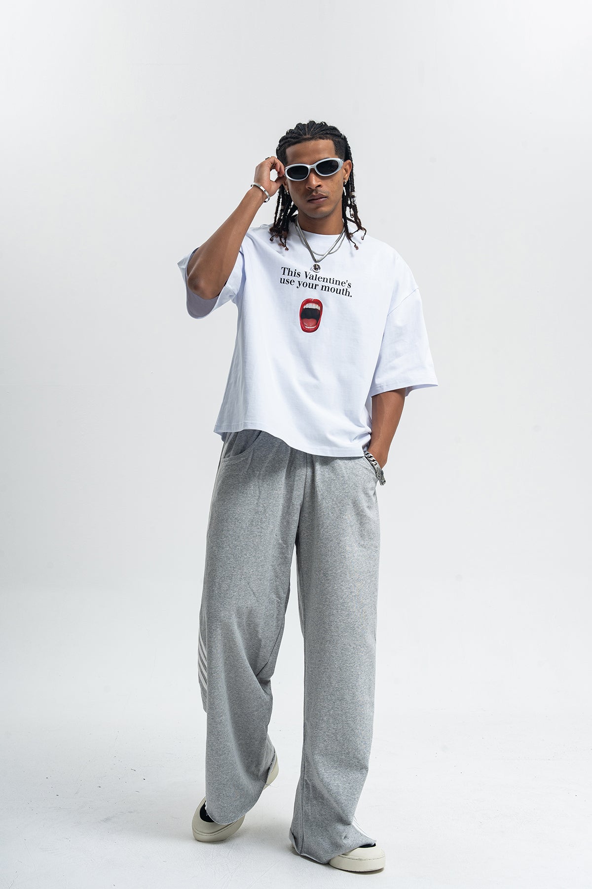 Valentines day t-shirt mouth print top y2k lovers tee in black