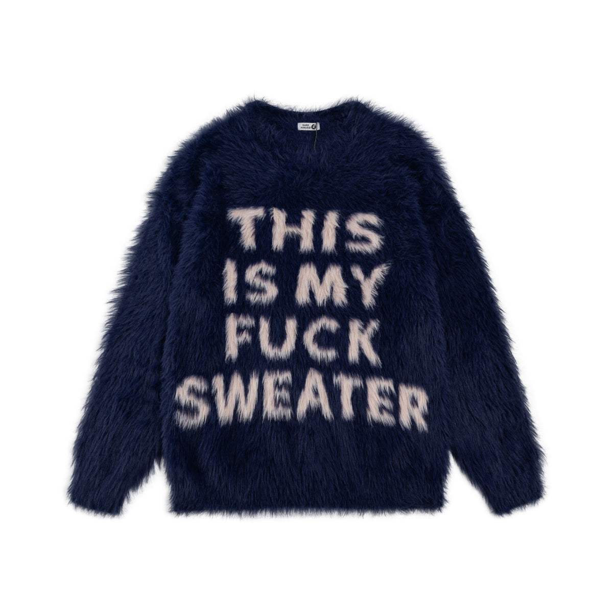 Fuck slogan sweater grunge knitted fluffy 90s inspired jumper blue
