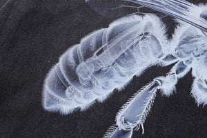 Bee print t-shirt x-ray tee creepy psychedelic top in vintage grey