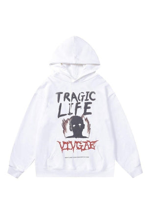 Cry boy hoodie sad print pullover Gothic top tragic jumper