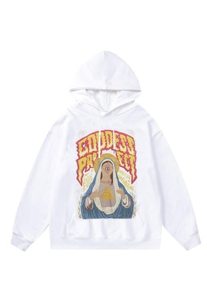 Virgin Mary hoodie creepy pullover raver top goddess jumper