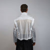 Transparent jacket see-through bomber striped sheer blazer Japanese style catwalk coat party jumper festival Gothic stand collar top white