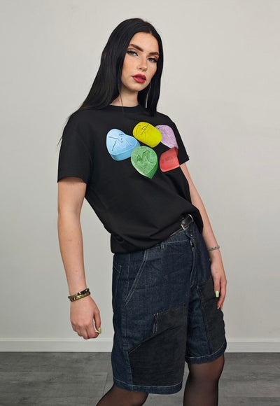 Candy print t-shirt slim fit unisex techno tee raver top