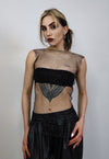 Netted mesh vest diamante transparent glitter tank top black