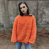 Fluffy sweater grunge fleece jumper long hair sweatshirt raver pullover long sleeve festival top faux fur sweater in orange