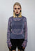 Transparent shiny top ruffle sleeve seethrough blouse purple